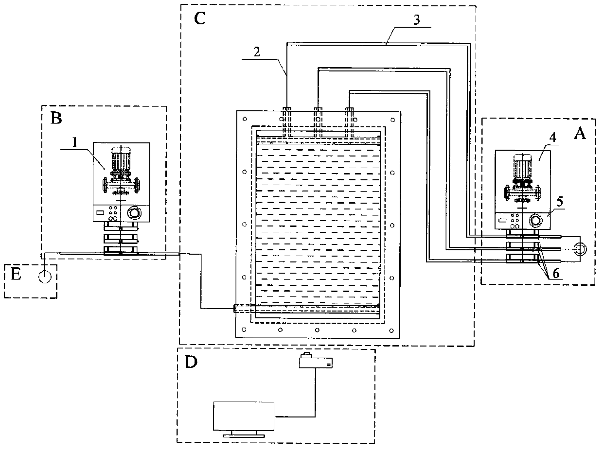 Measuring device and method for measuring transmission sweep efficiency of restorative agent for in-situ repair