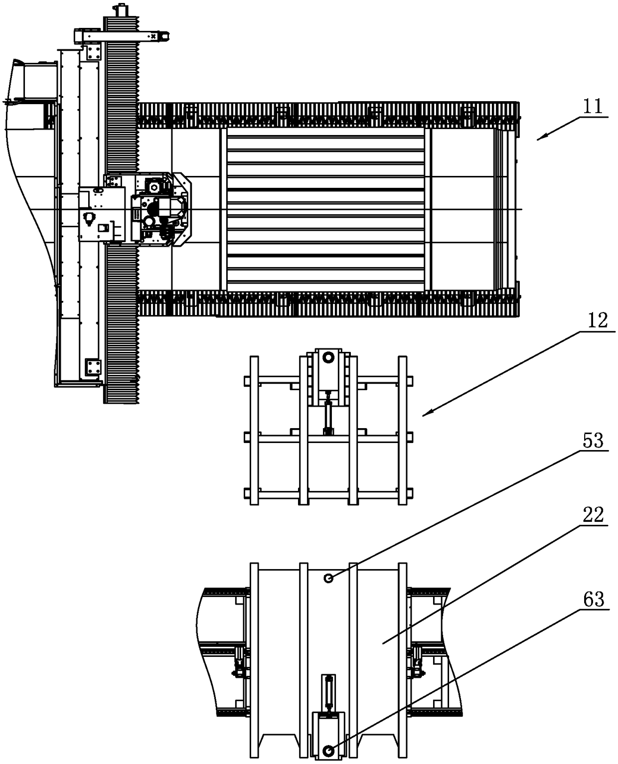 Machine tool table exchange system for flexible line of gantry machining center