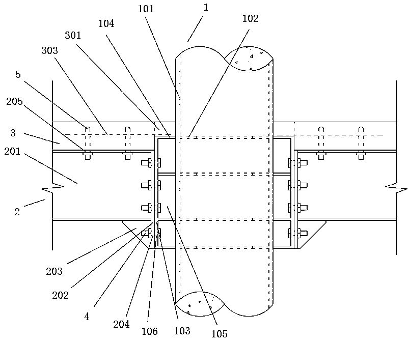 Detachable assembly type steel pipe concrete column-composite beam node and construction method thereof