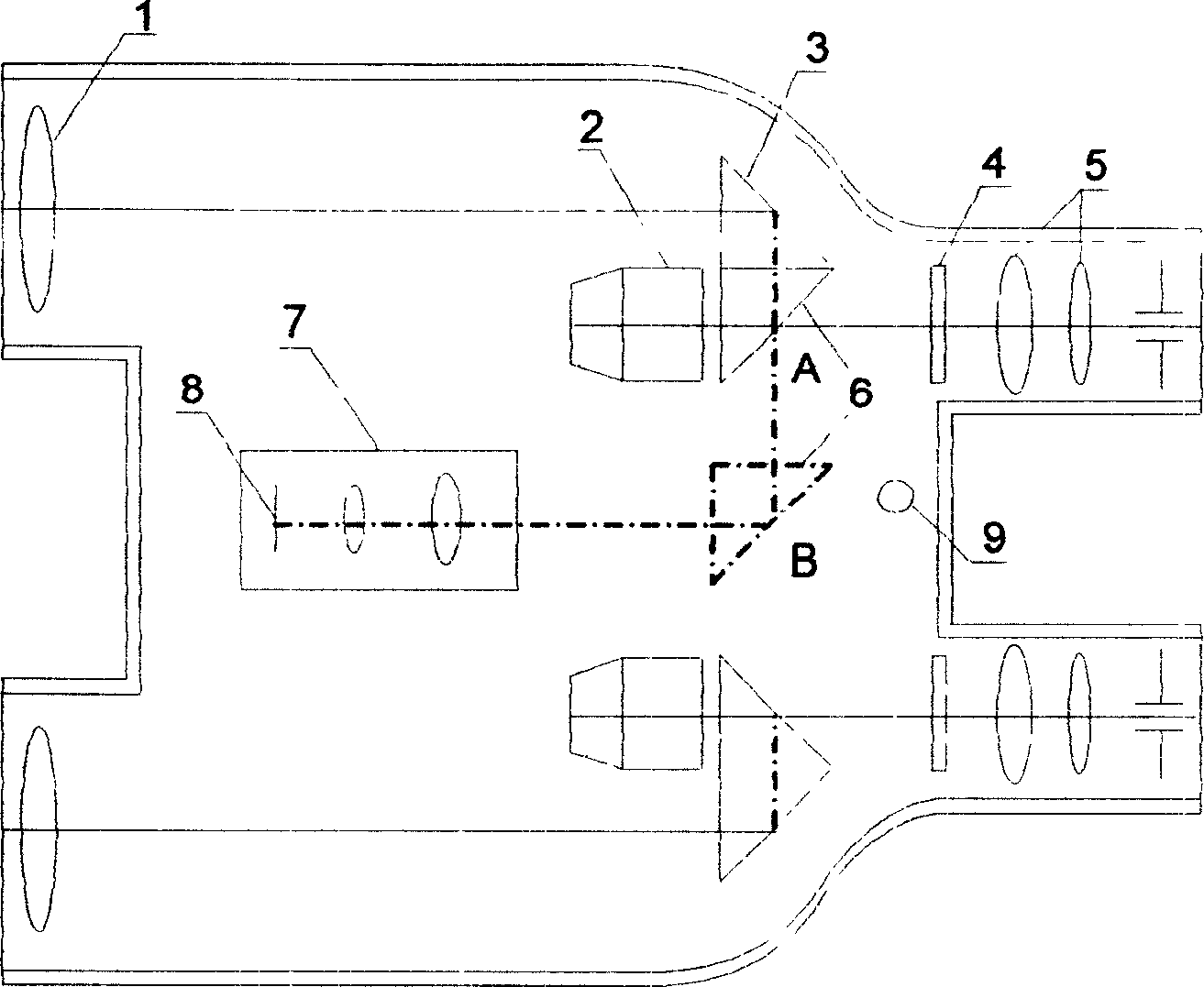 Integrated light path switching type telescope with photographic function