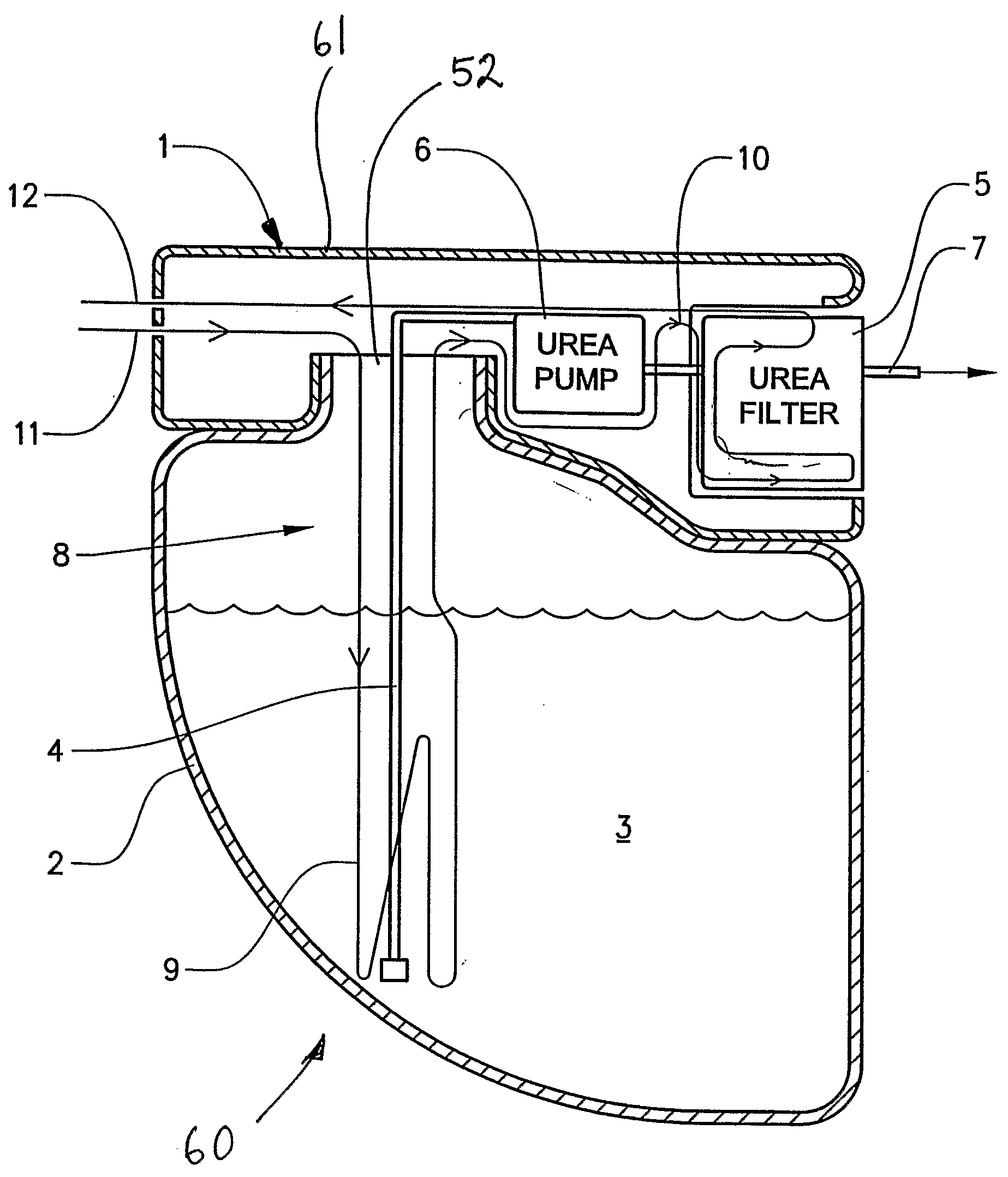 Liquid receptacle for a vehicle