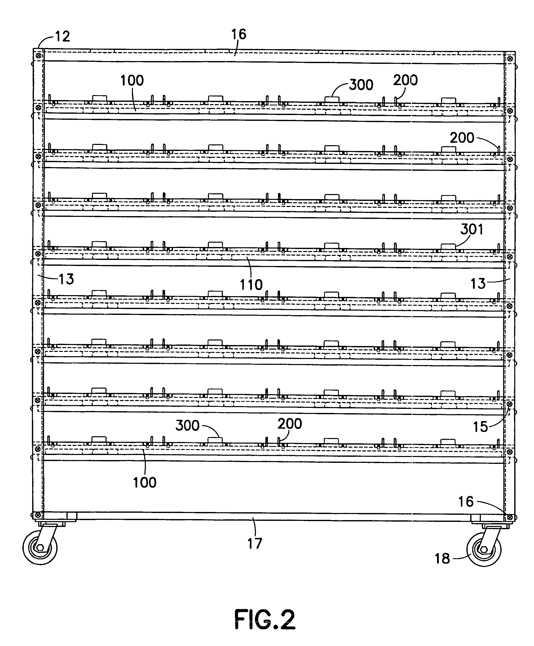 Rack system for housing animals in cages having different widths