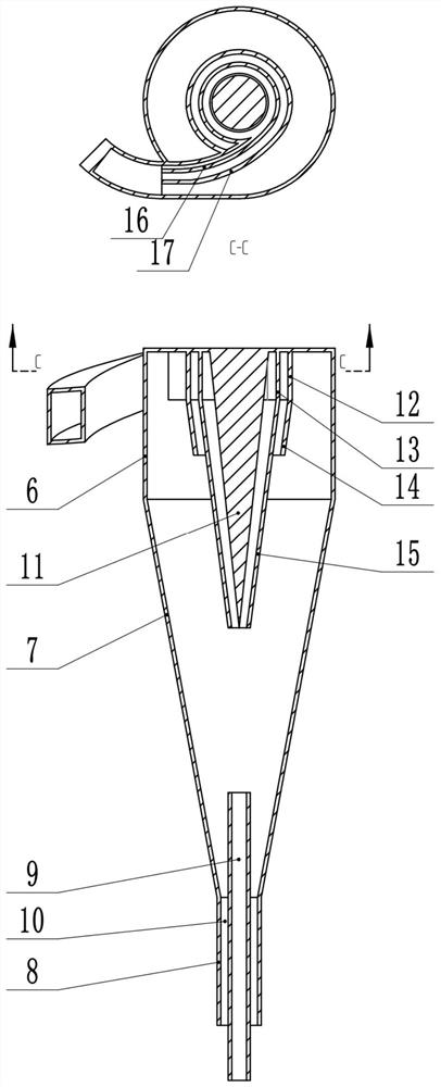 A split-guided inertial cyclone separator