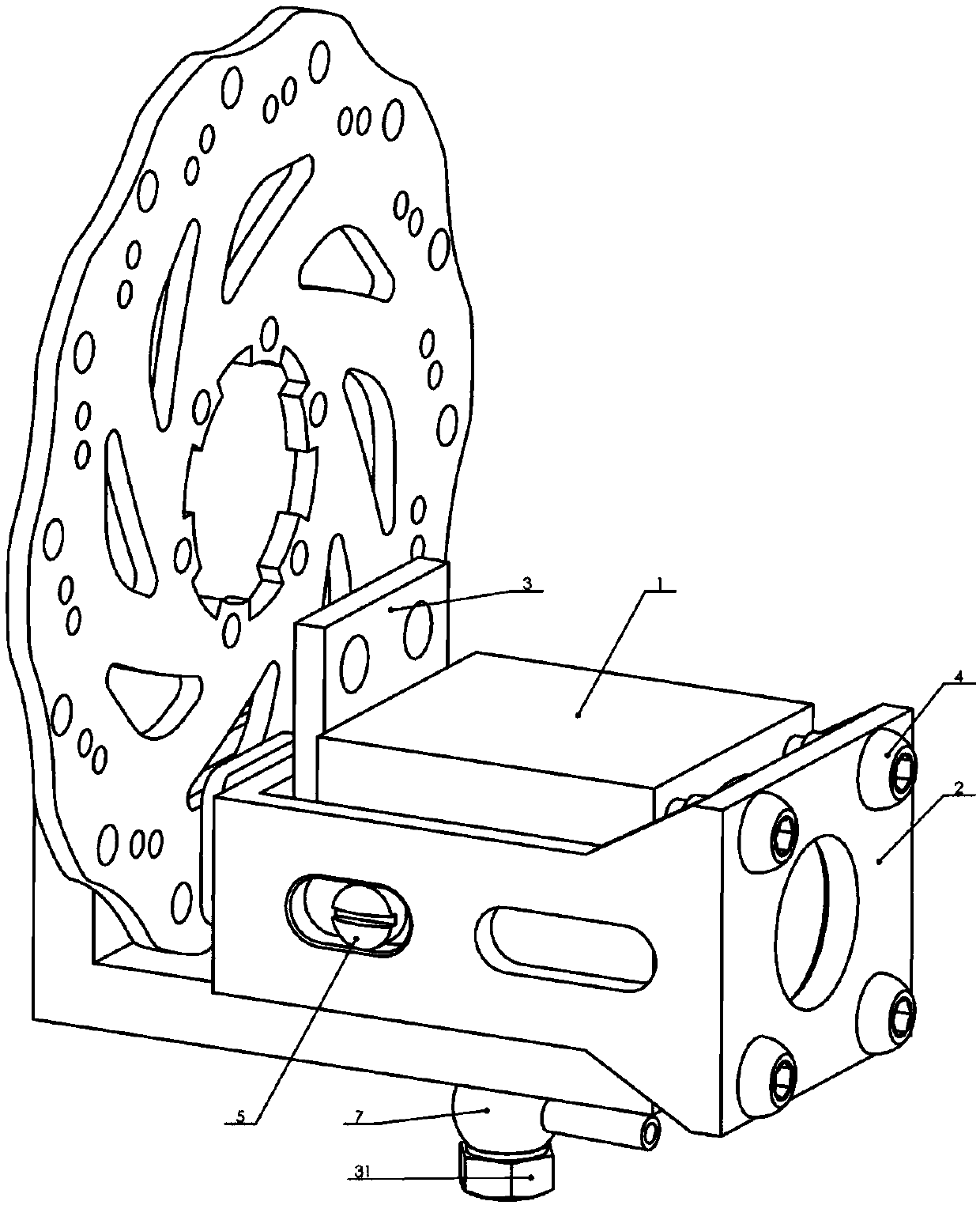 External connection type normal-locking hydraulic disc brake device