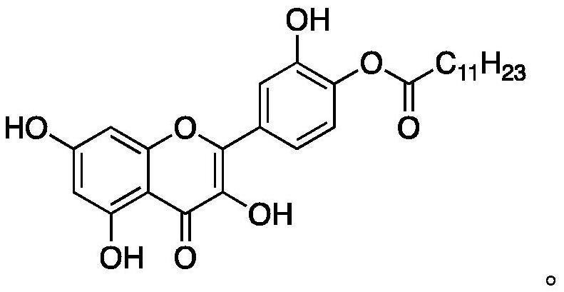 A quercetin derivative chemically modified by dodecanoyl chloride and its synthesis method