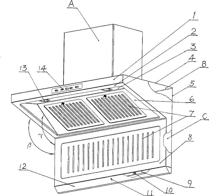 Integrally stretched body pushing double-suction type range hood