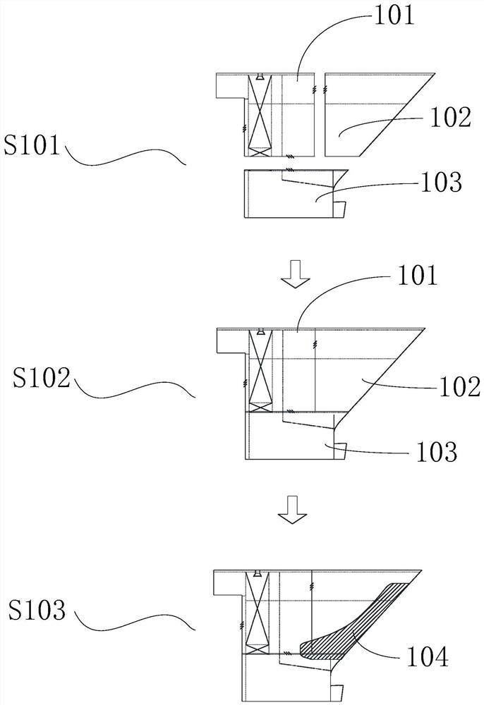 Segmented construction method for bow door of ro-ro passenger ship