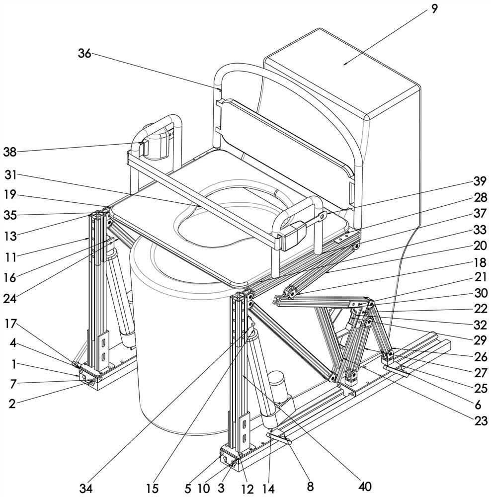 Old man toileting intelligent assisting device