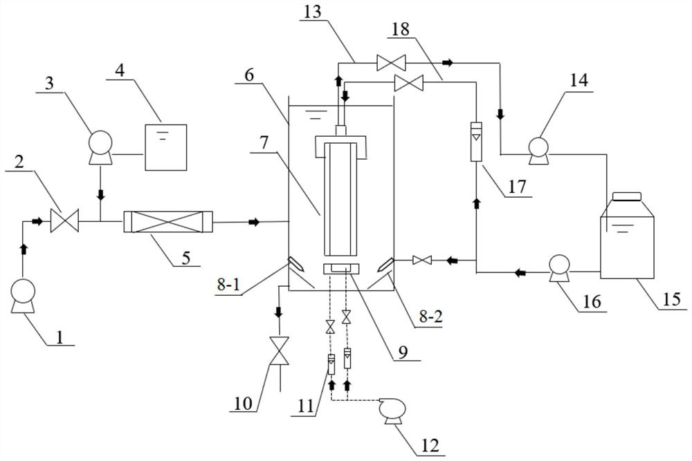 Rapid membrane filtration device for treating backwash wastewater of filter tank and use method thereof