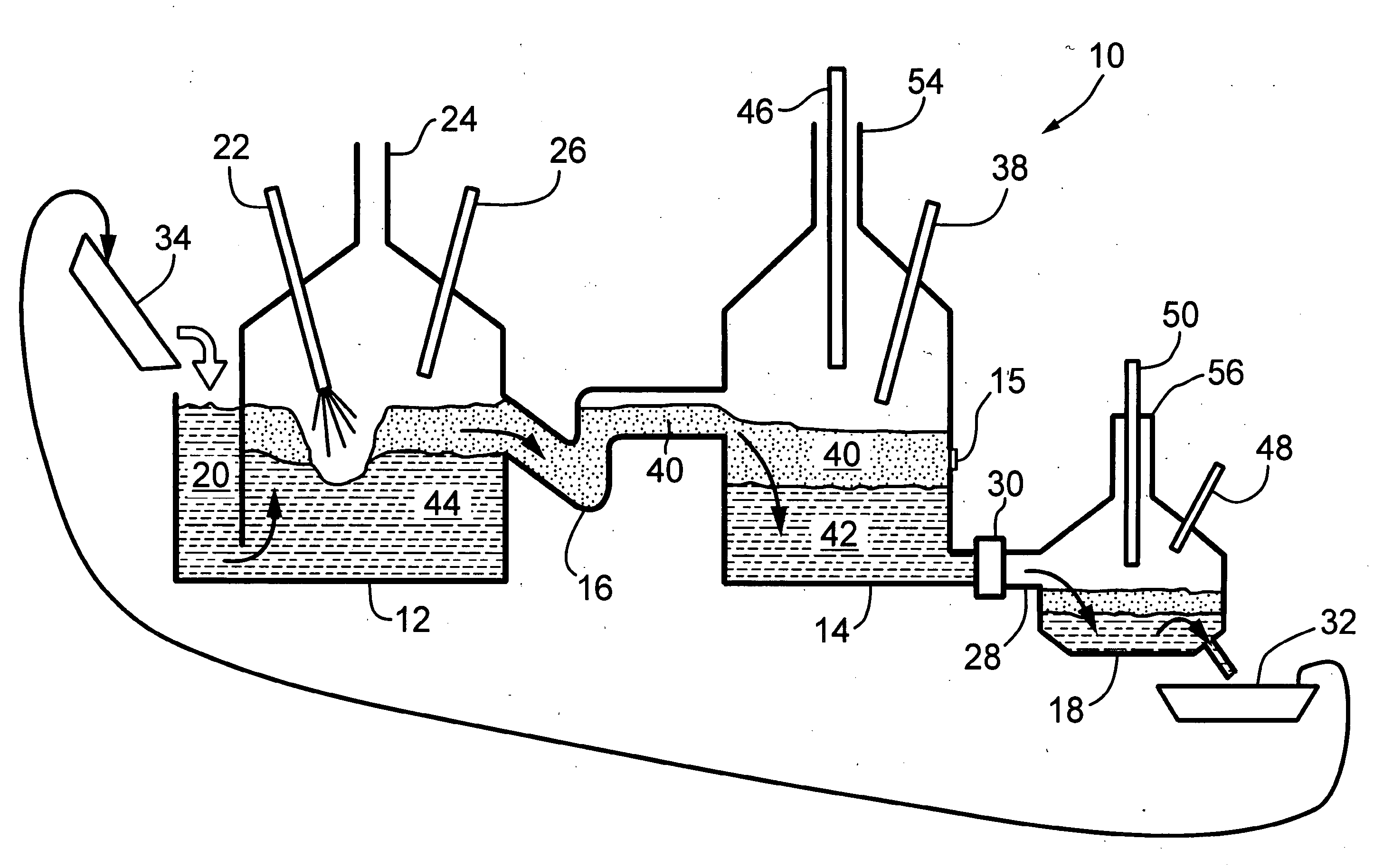 Reactor and process for the continuous production of hydrogen based on steam oxidation of molten iron