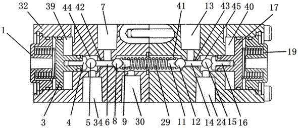 Pneumatic hydraulic three-position five-way reversing valve