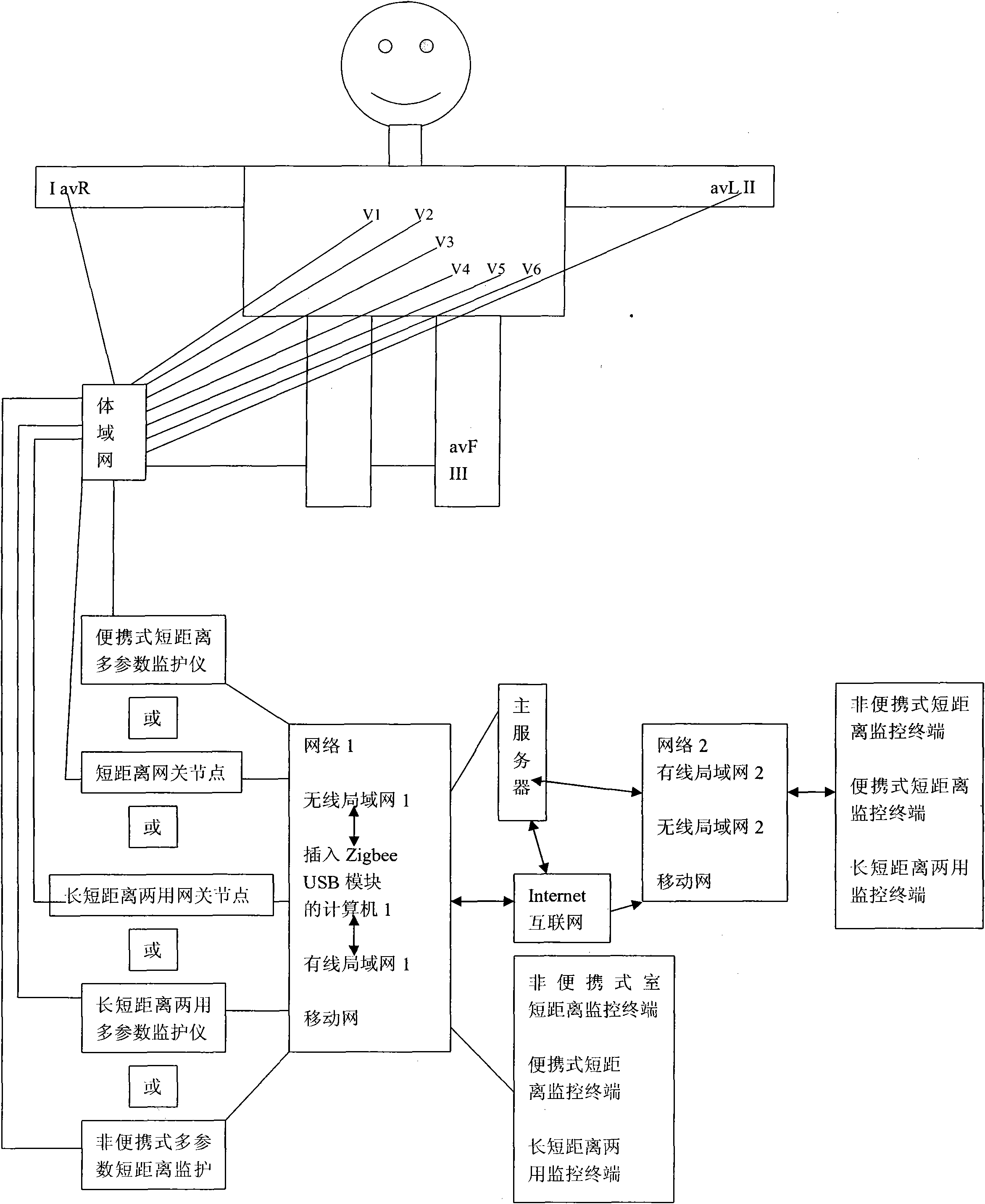 Wireless multi-parameter local/remote real-time monitoring system