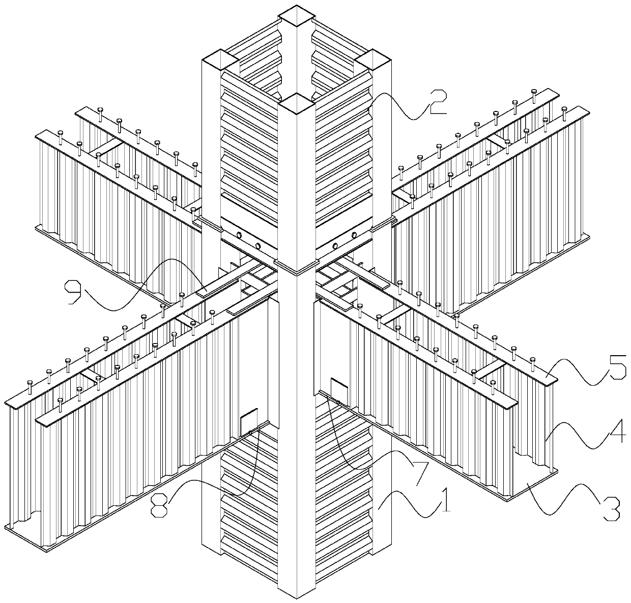 Corrugated steel plate combined frame structure system and application