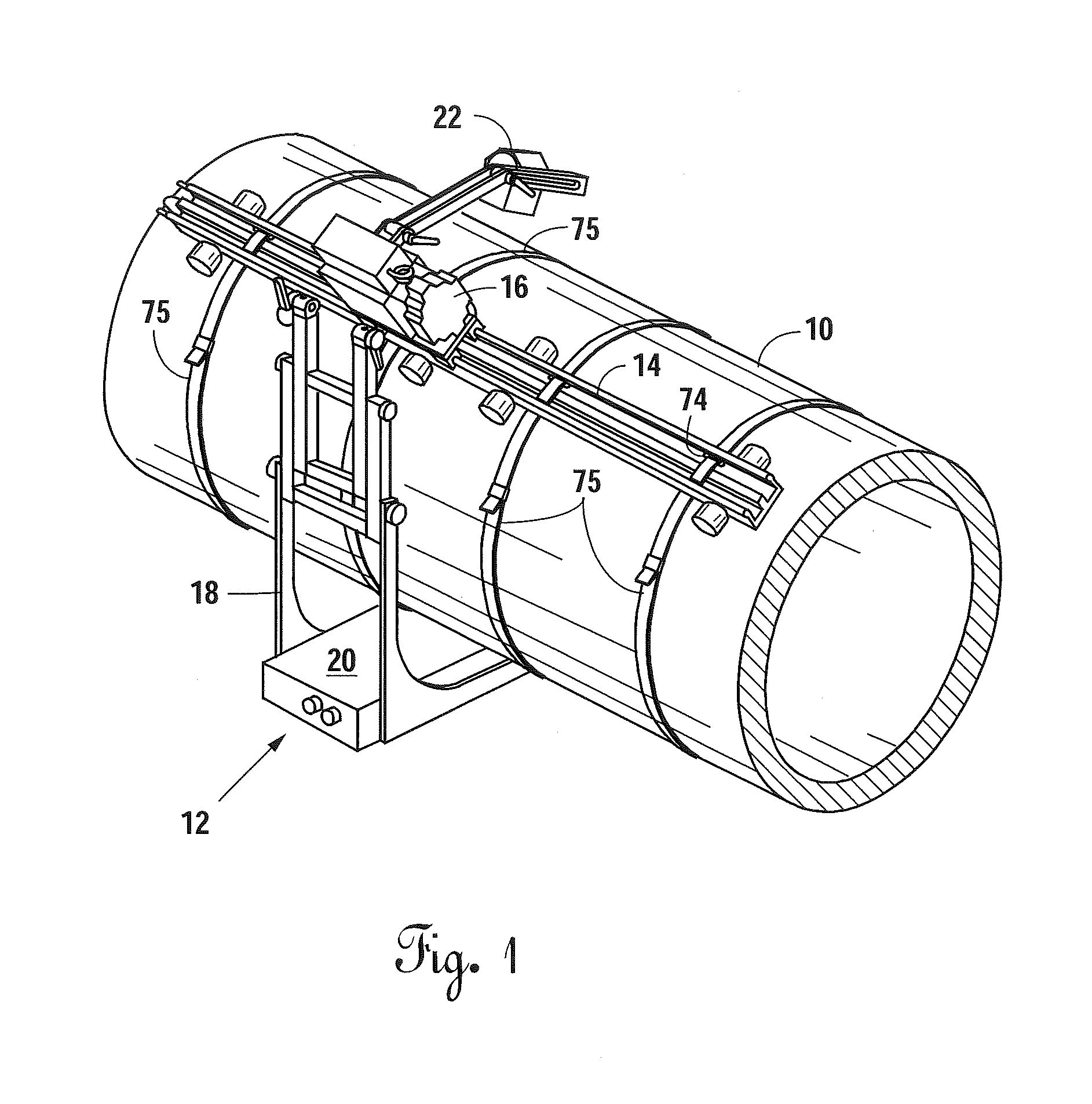 Apparatus and method for digital radiographic inspection of pipes