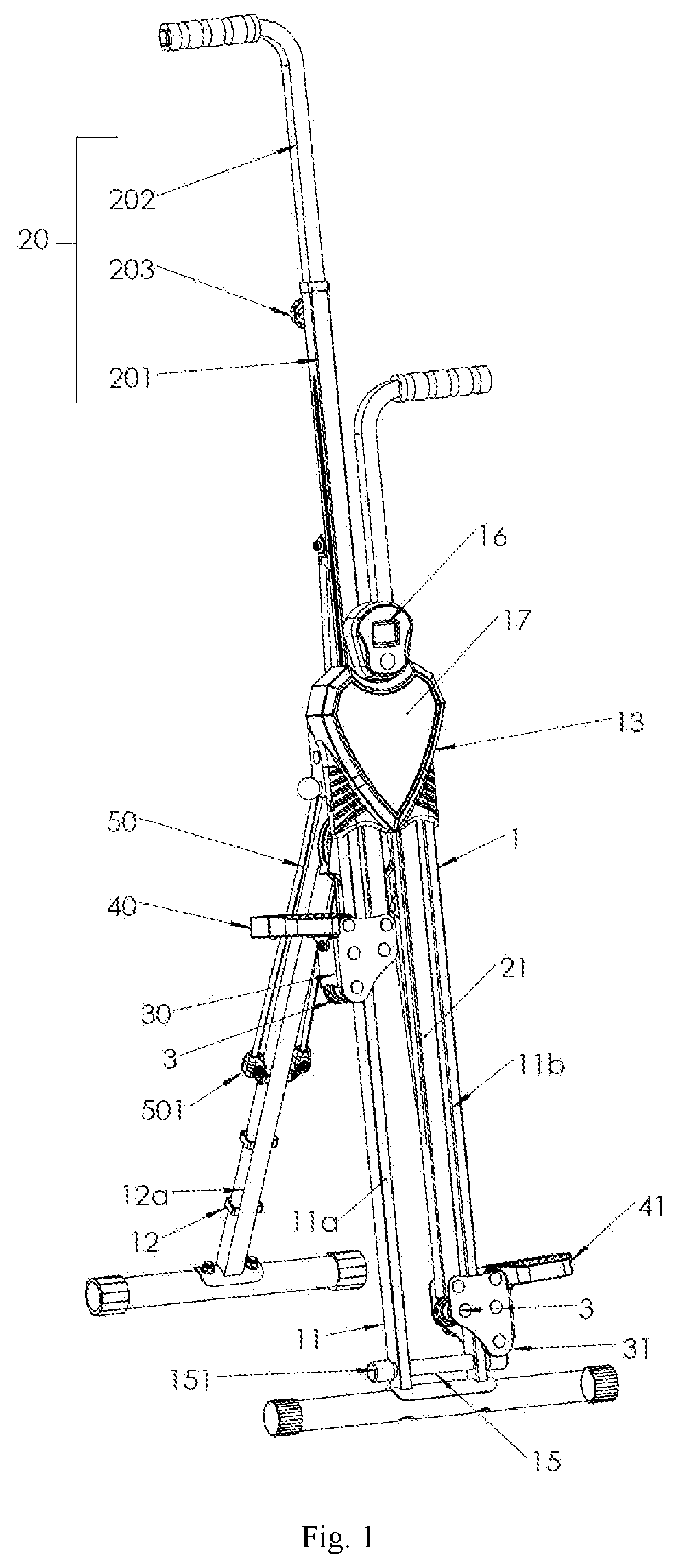 Rock climbing machine comprising an elastic cord