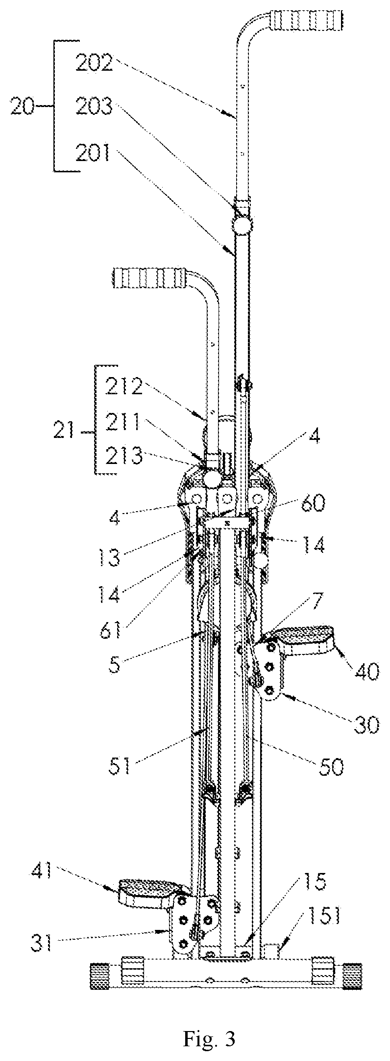 Rock climbing machine comprising an elastic cord