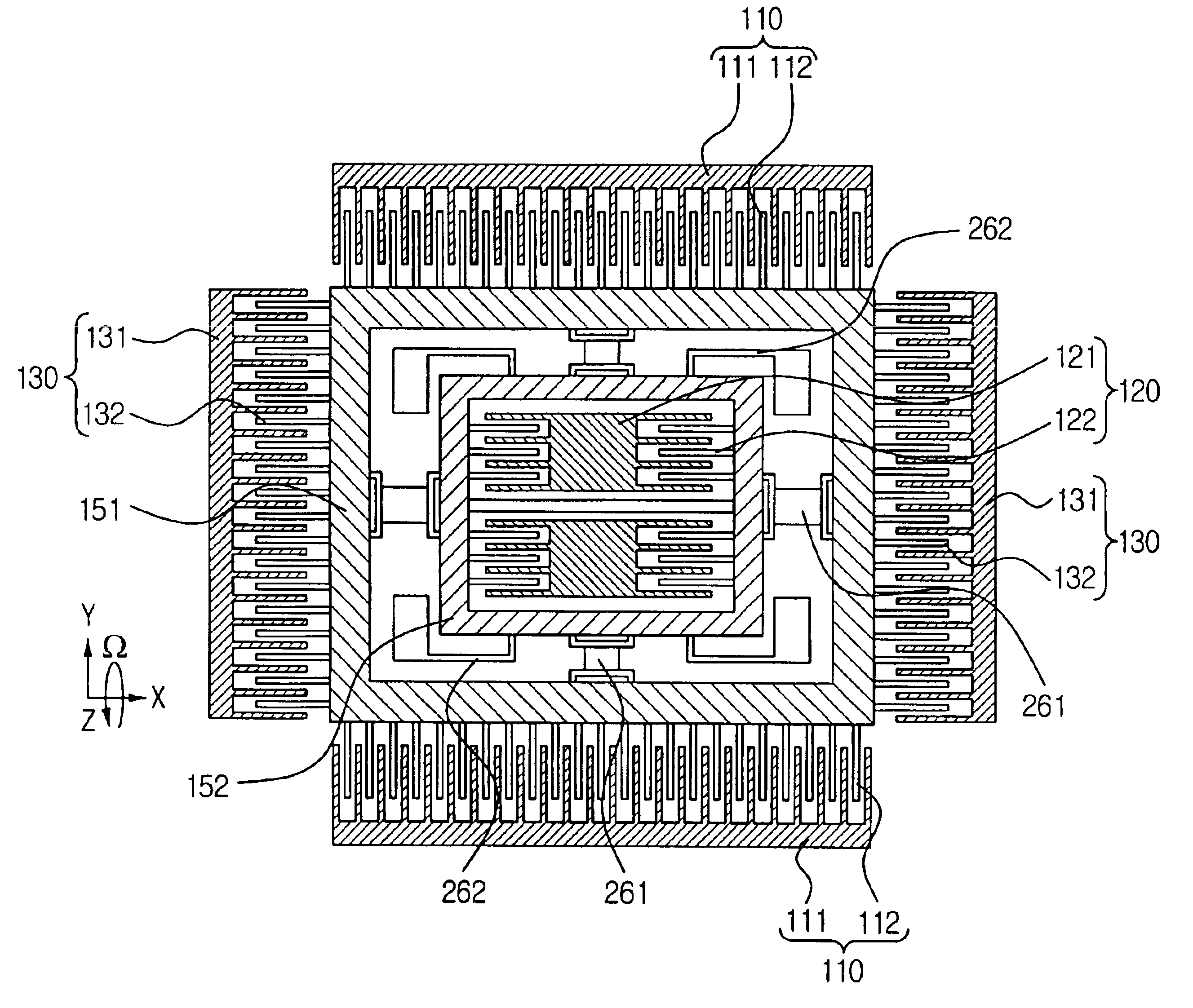 MEMS gyroscope having mass vibrating vertically on substrate