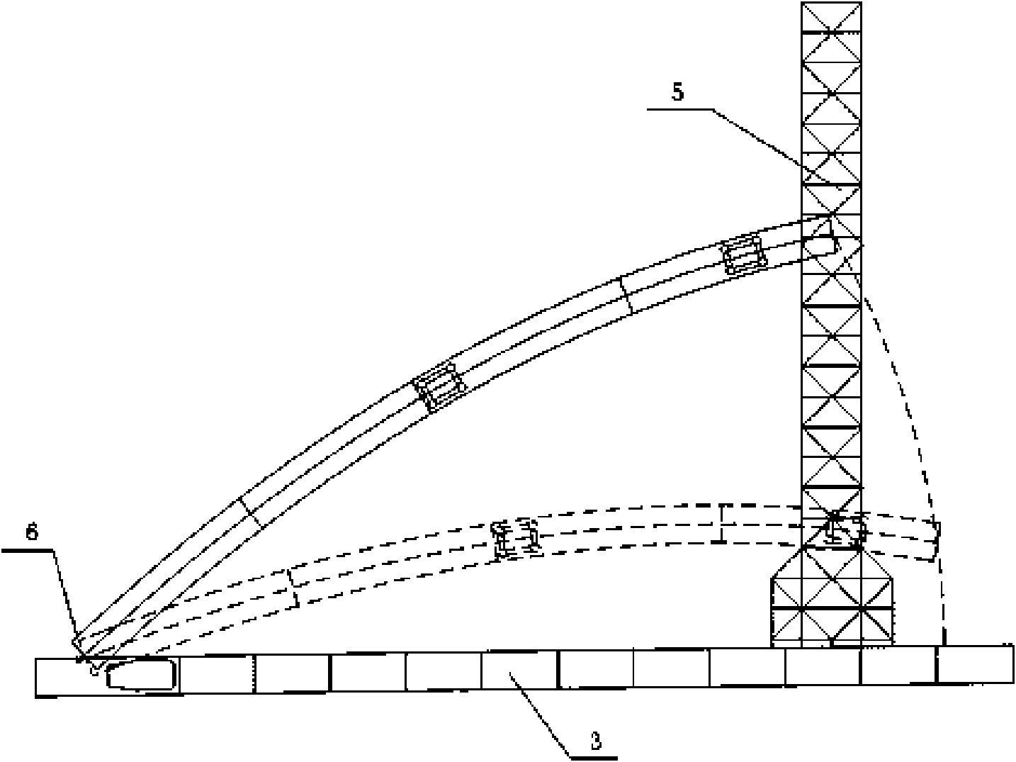 Steel tube arch rib vertical lifting method