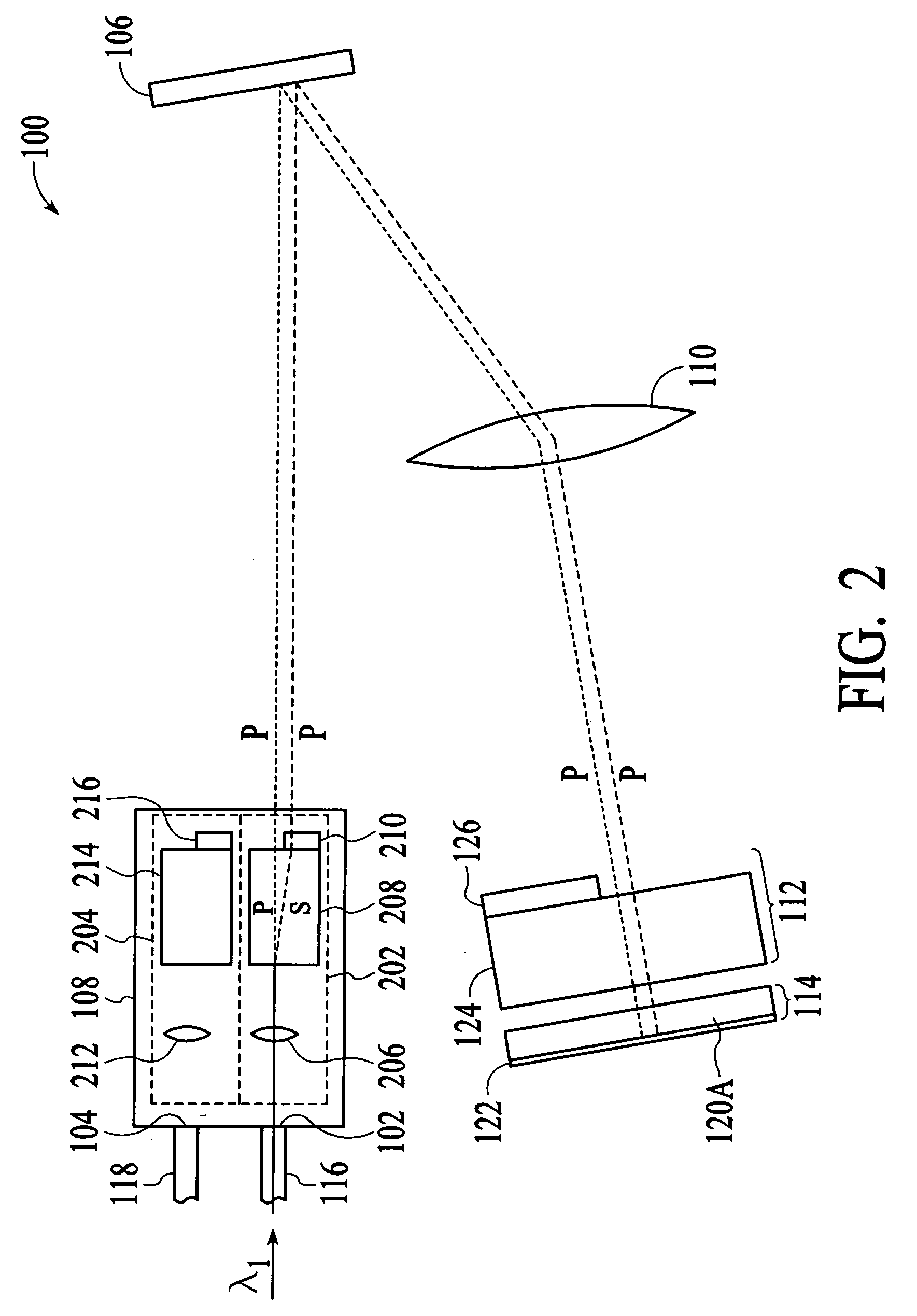 Wavelength selective switching device and method for selectively transmitting optical signals based on wavelength