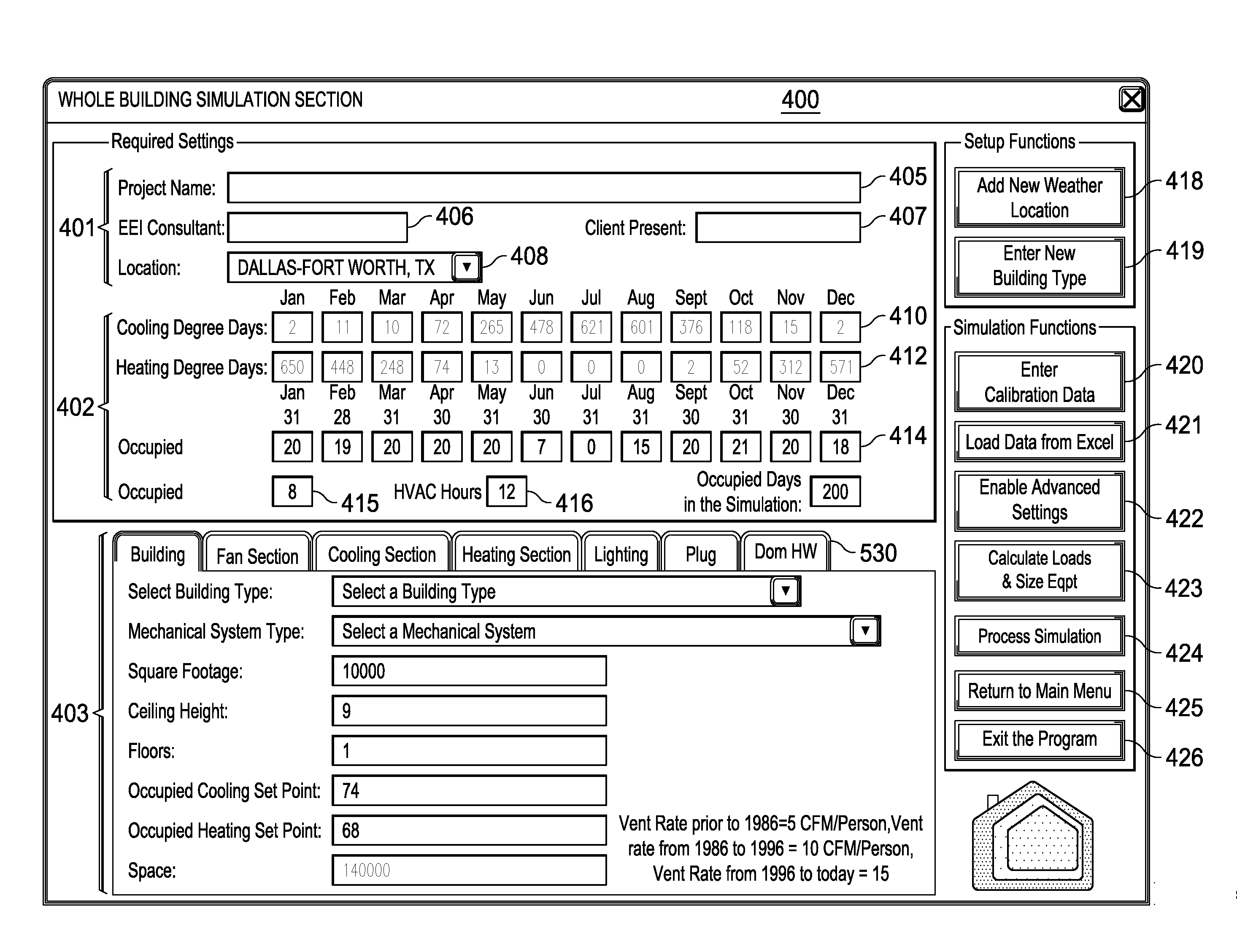 Adjustment simulation method for energy consumption