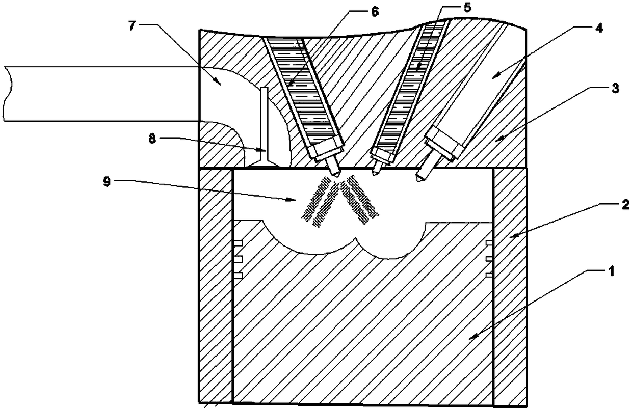 Dual-fuel engine combustion organization method using high-pressure natural gas injection valve