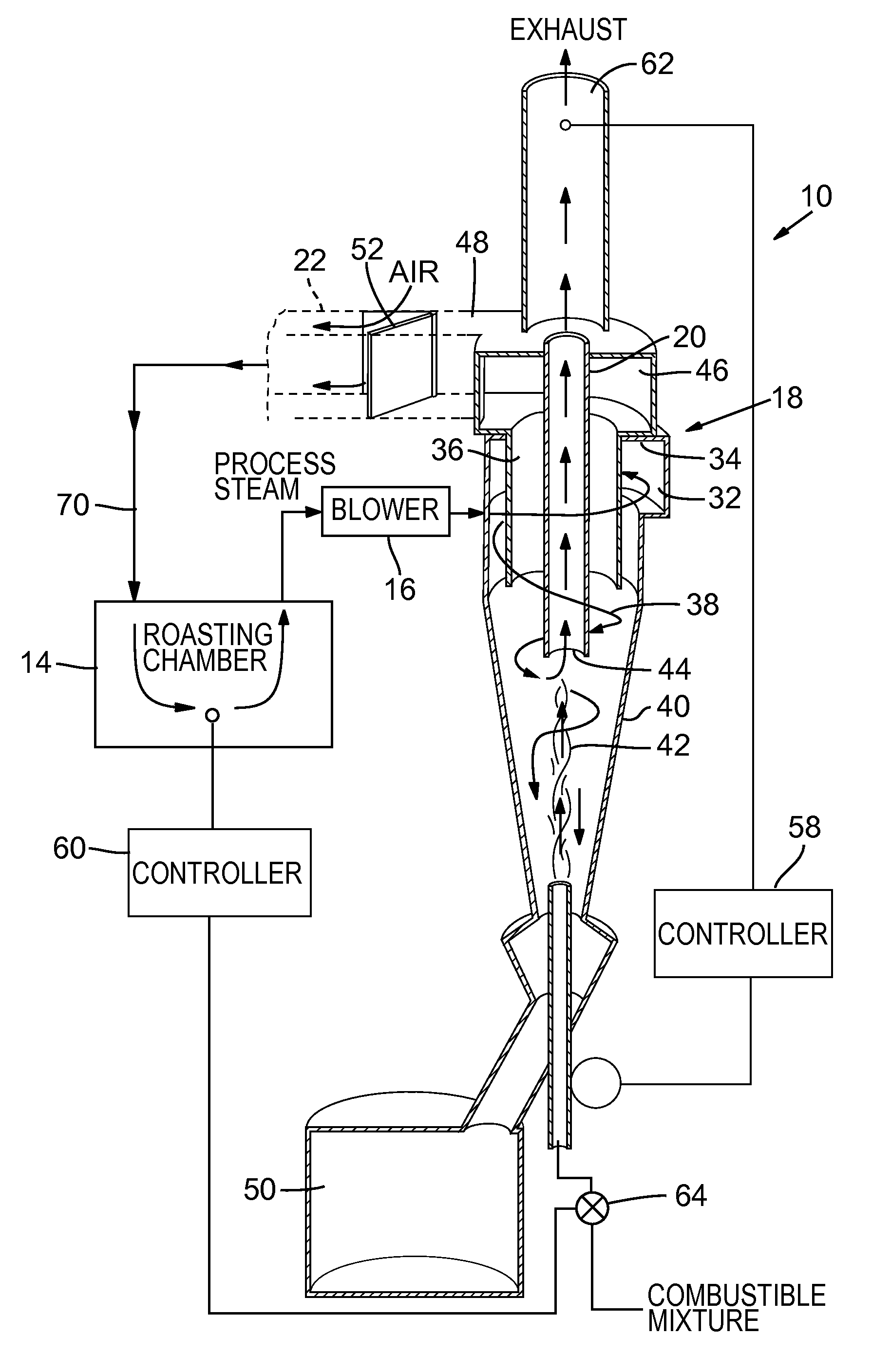 Smokeless coffee roaster