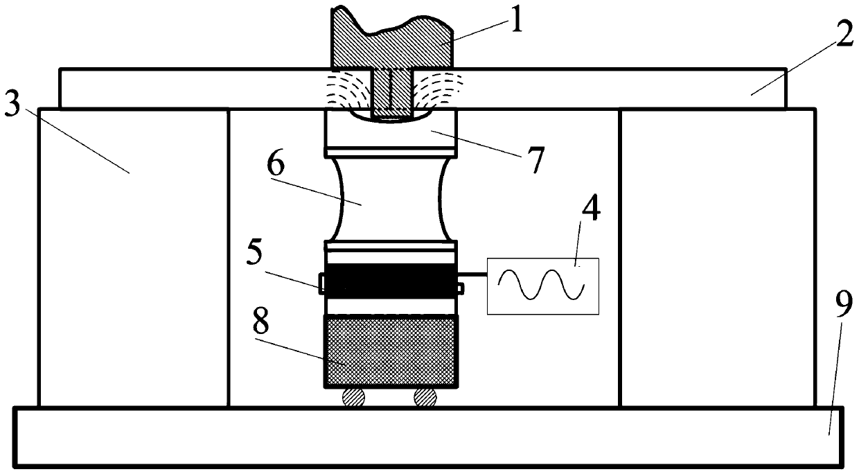 Back-penetrated and ultrasonic tool head supported friction stir welding device