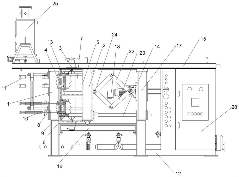 Electric-drive front-pushing type microwave heating foaming forming machine and foaming forming method thereof