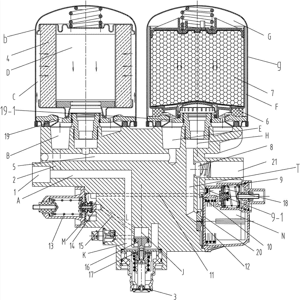 Double-cylinder air drier, compressed air brake system and vehicle