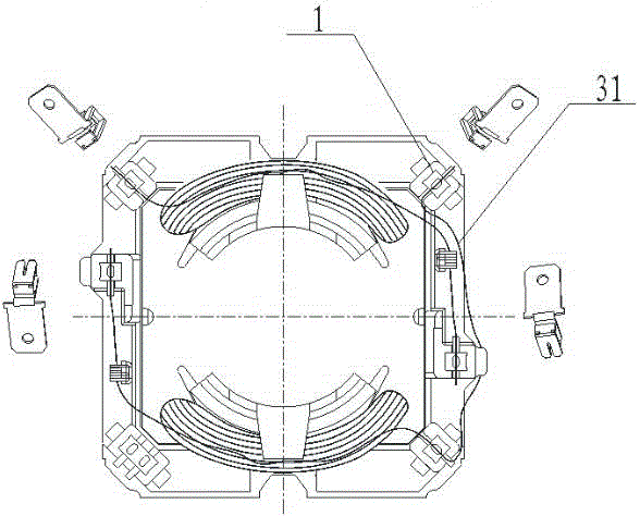 Cord cutting terminal connection structure of stator, motor stator with cord cutting terminal connection structure, and connection method