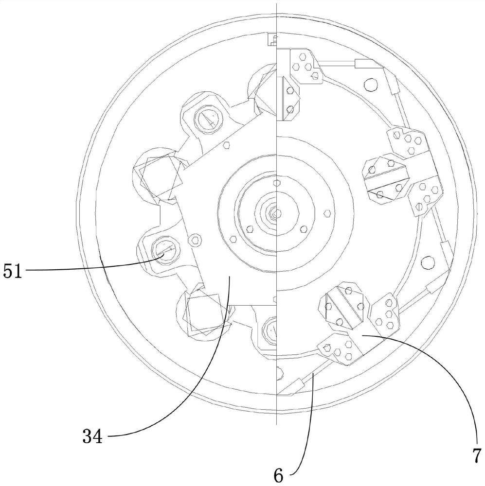 Five-claw elastic pneumatic clamping device for turning and grinding machine tool