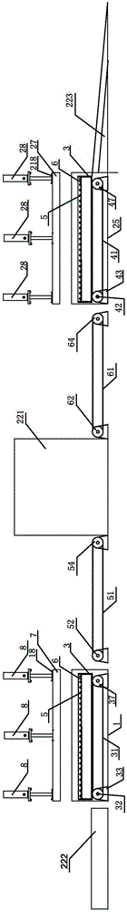 Novel reconsolidated bamboo square stock production line provided with durable dies and capable of moving in and out dies conveniently