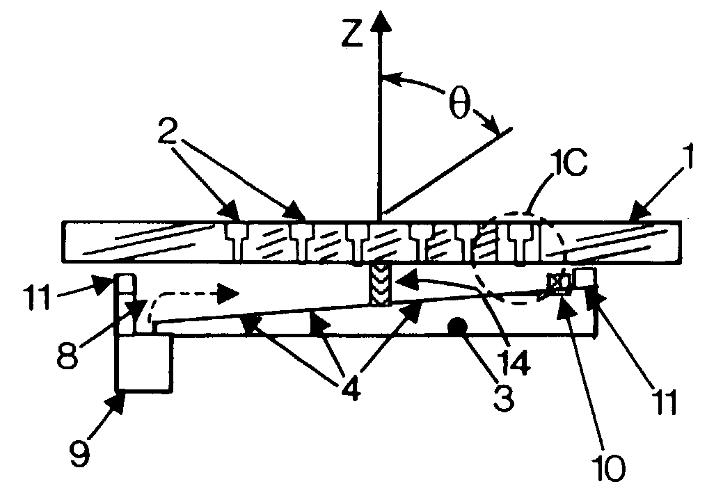 Variable inclination continuous transverse stub array