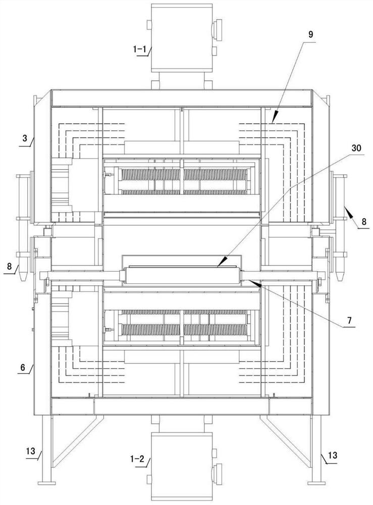 Improved structure strong wind tempering furnace for steel belt heat treatment