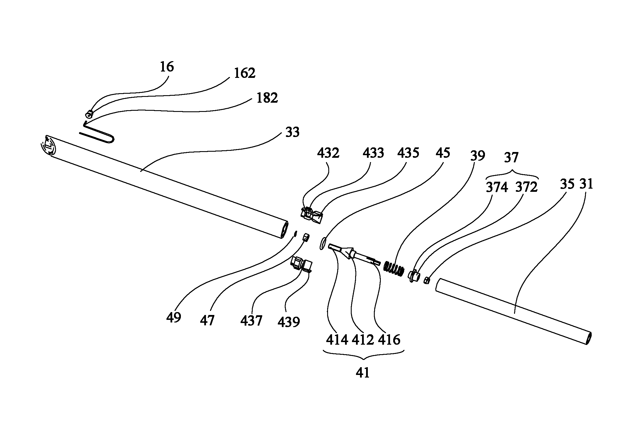 Extensible pole component and lamp using extensible pole component