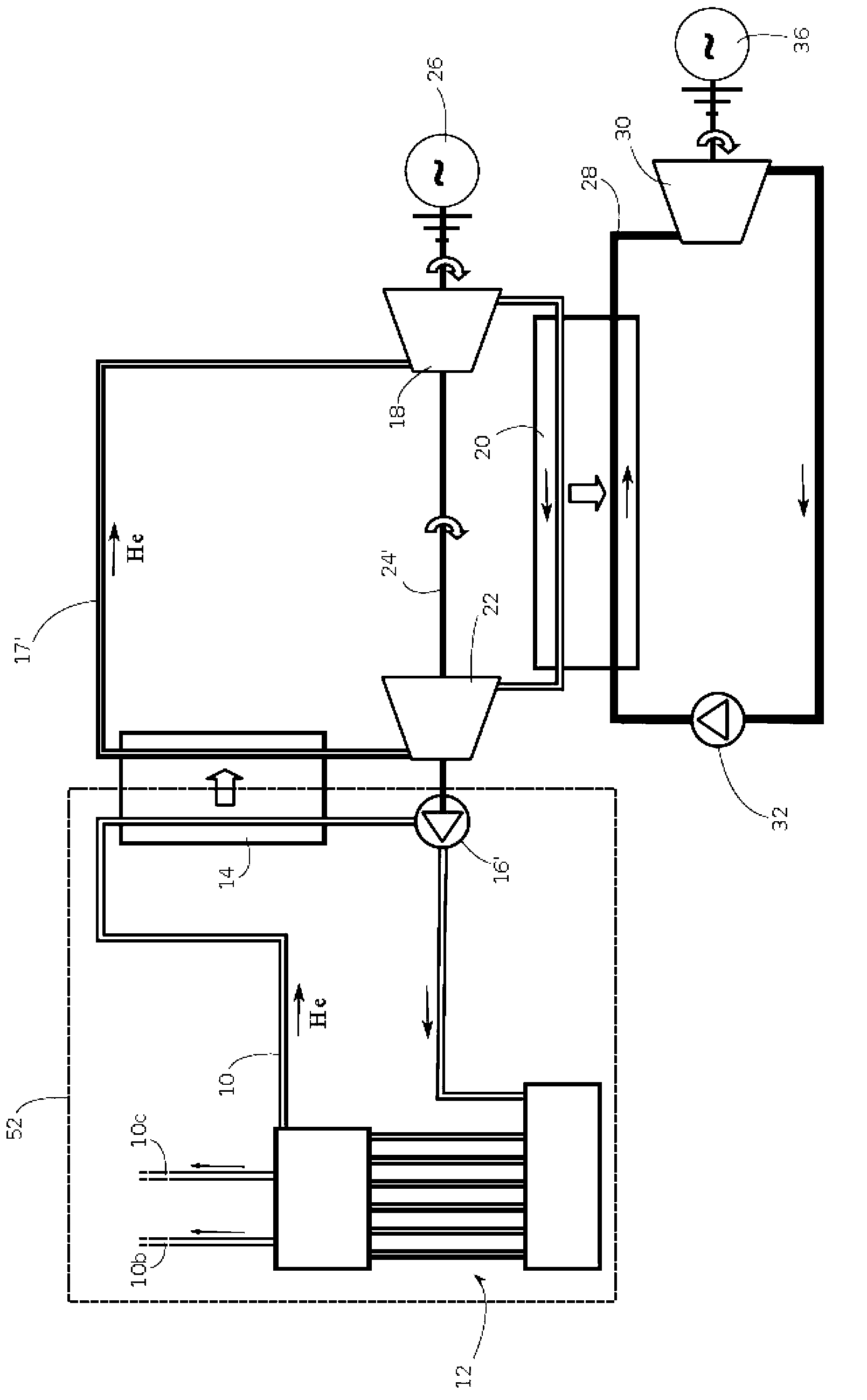 Facility for producing energy using a gas-cooled fast reactor