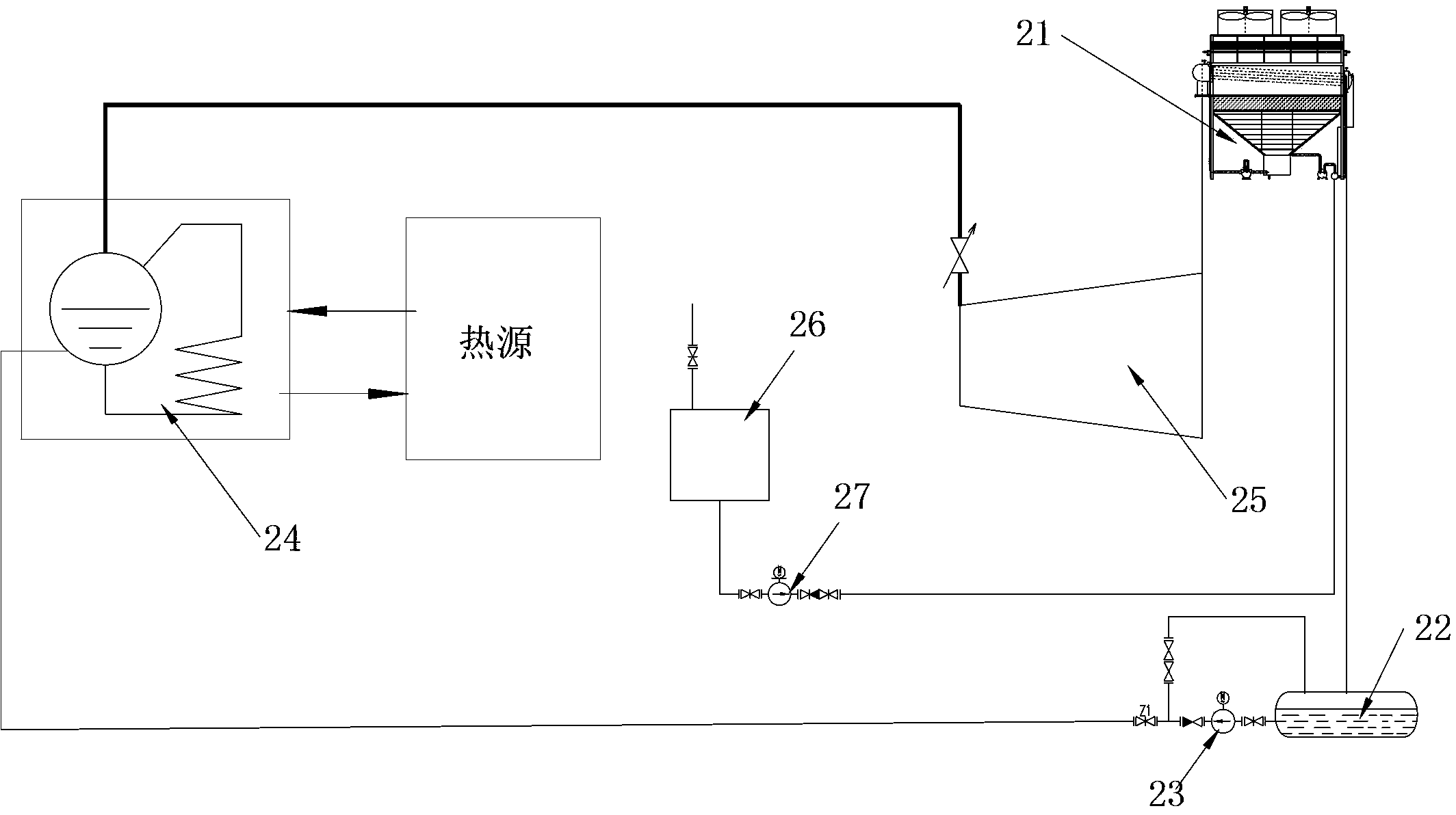 Thermosyphon waste heat power generating system