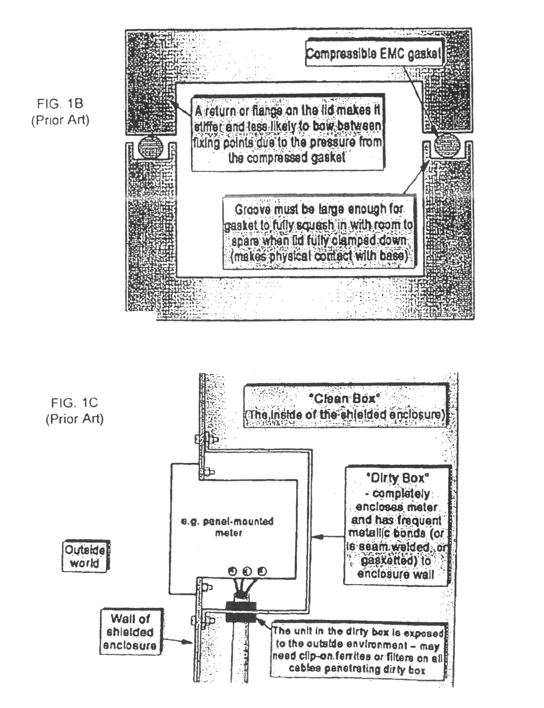 EMI-shielding solutions for computer enclosures using combinations of two and three-dimensional shapes formed in sheet metal