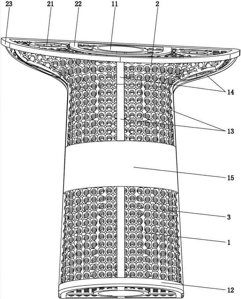 Biomimetic artificial spine prosthesis with flange