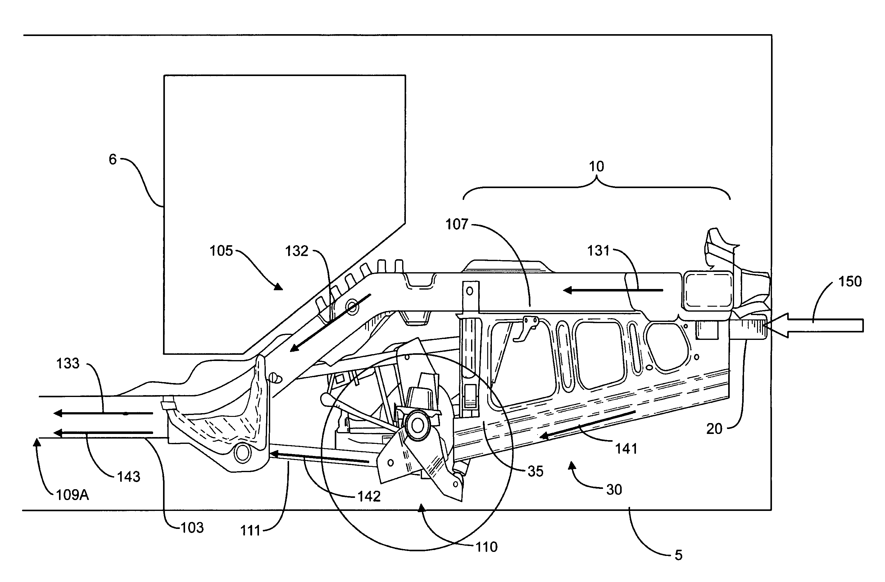 Force redistributing system for a vehicle in the event of a rear impact