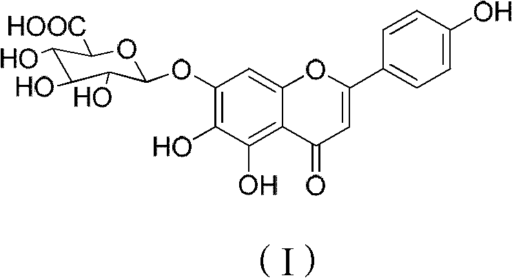 Method for preparing 5,6,4'-trihydroxy flavone-7-0-D-glucuronic acid