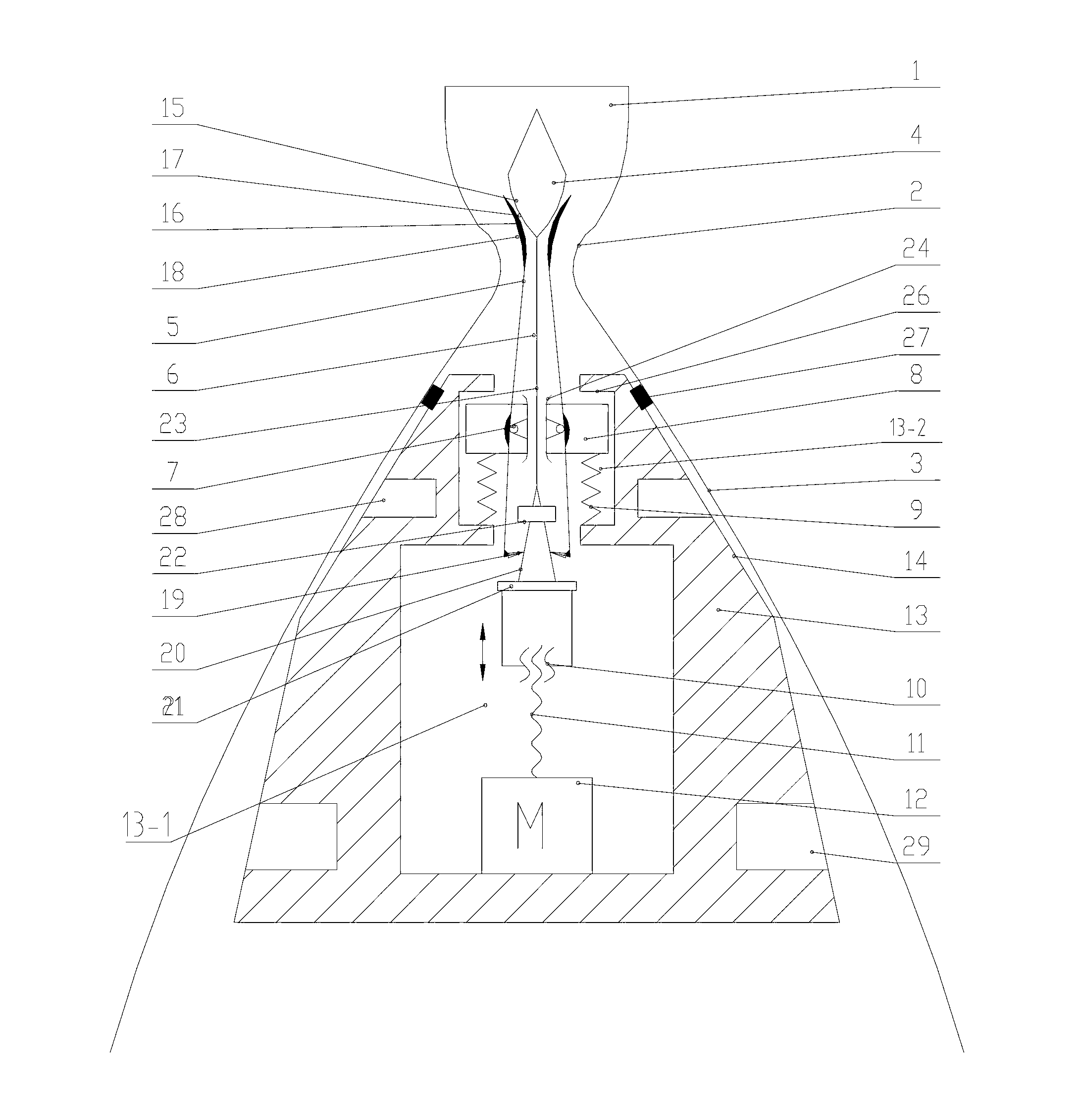 Non-cooperative target docking mechanism with peripheral swing-rod-type expansion joint