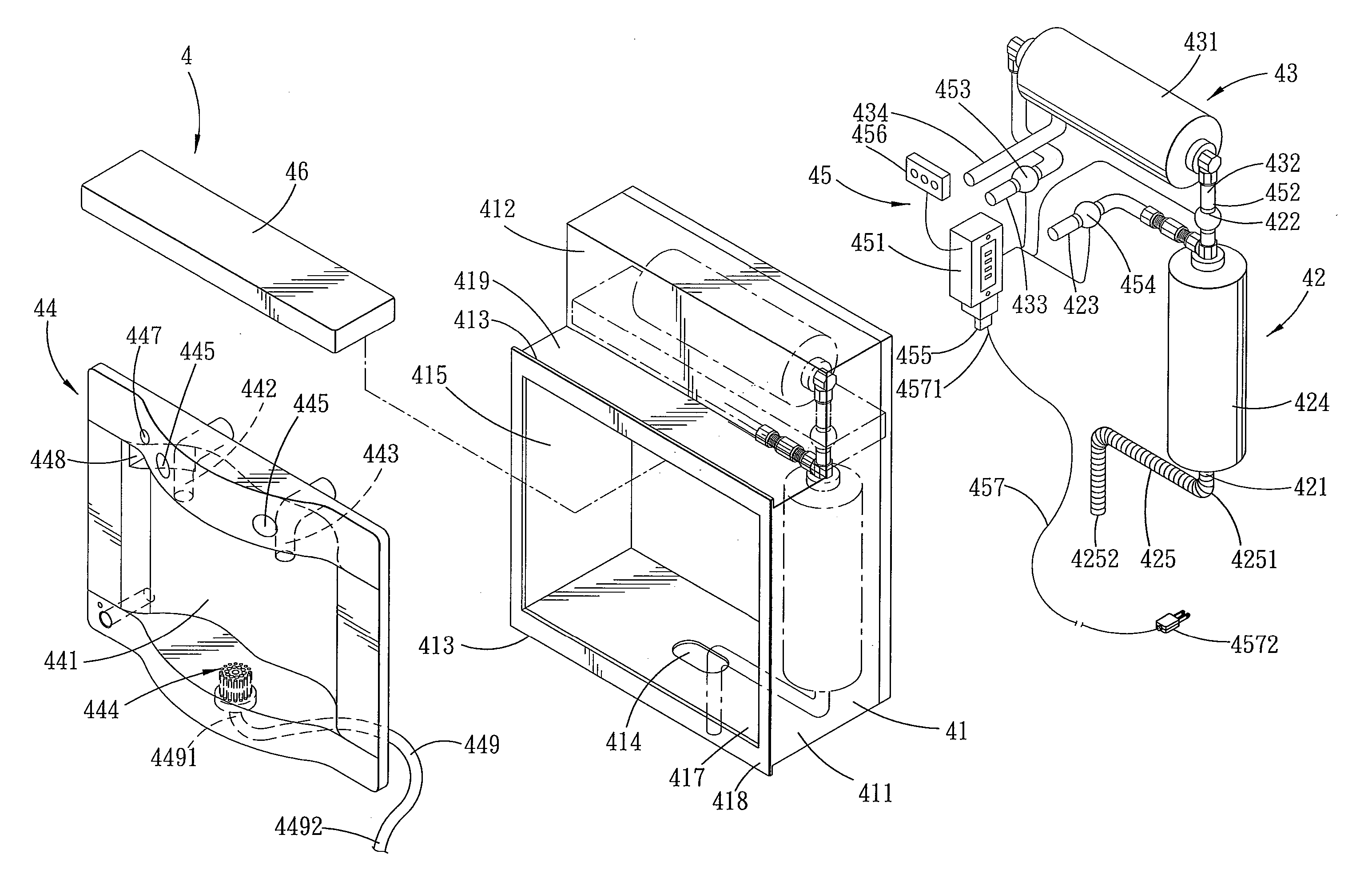 Water dispenser for a kitchen wall partition