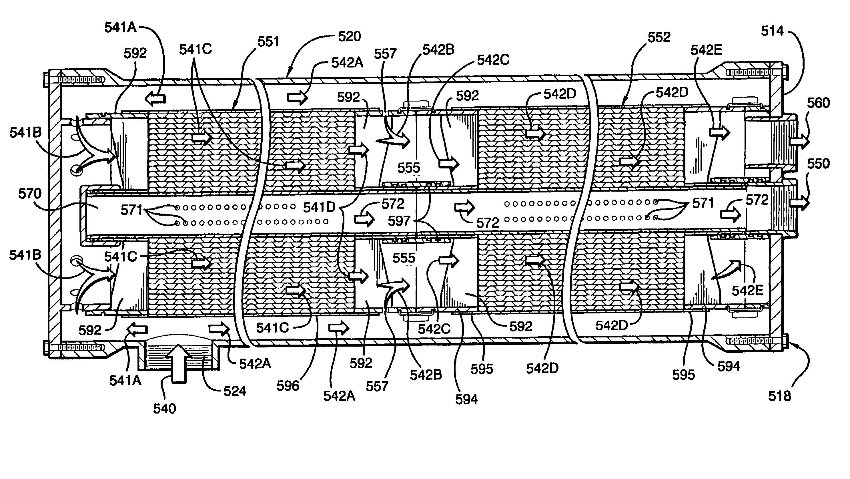 Filtration using pressure vessel with multiple filtration channels