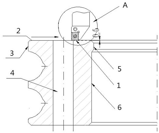 Large-scale wind power bearing ring machining method adopting composite cutting, and tool