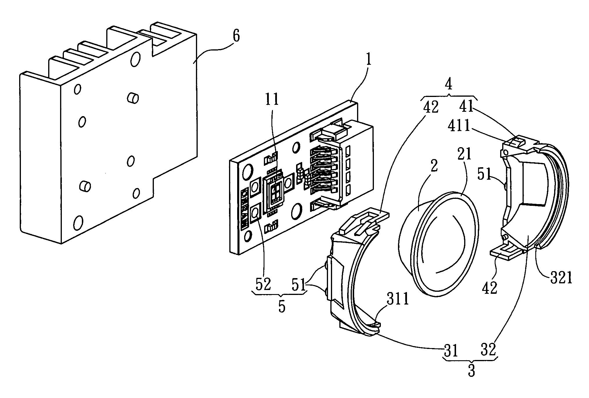 LED illuminator collimation module and its holder