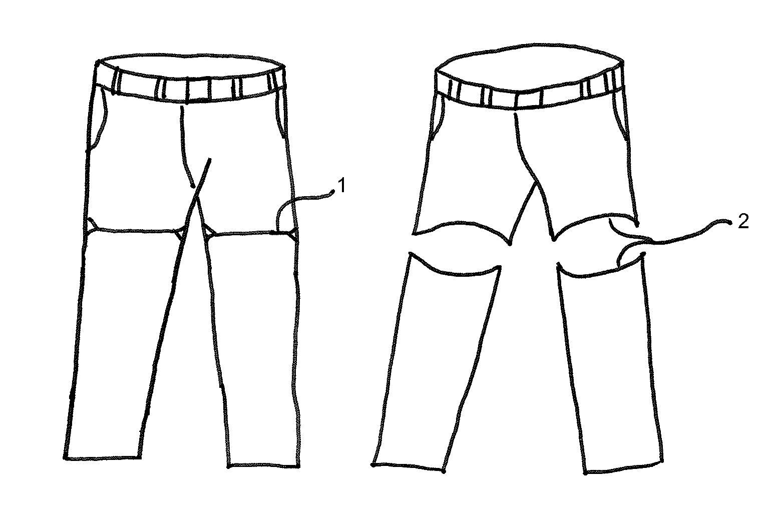 Trouser and method for easing the strain on legs and knees when moving