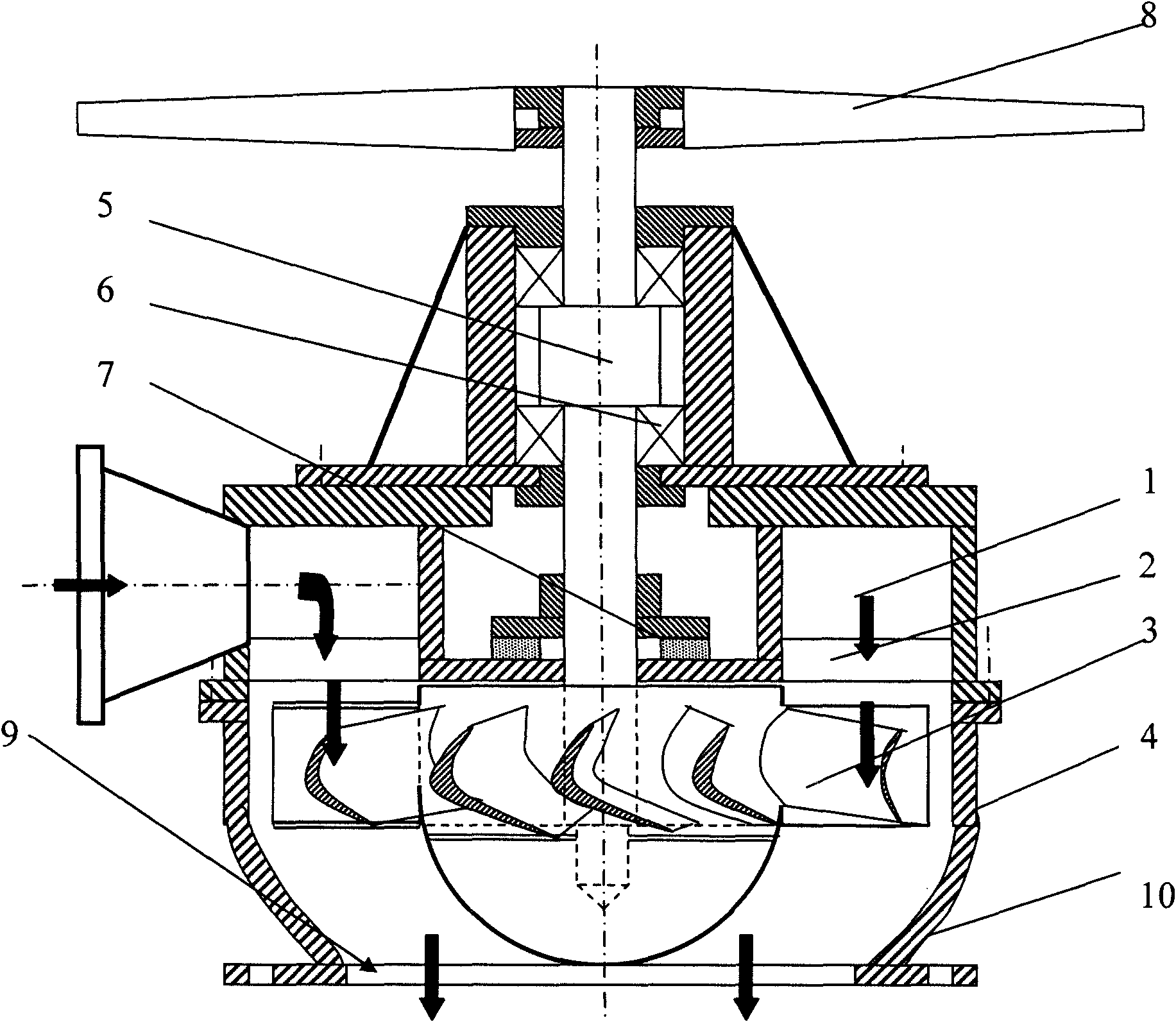 Cylindrical impulse-type hydraulic drive special for fan of cooling tower