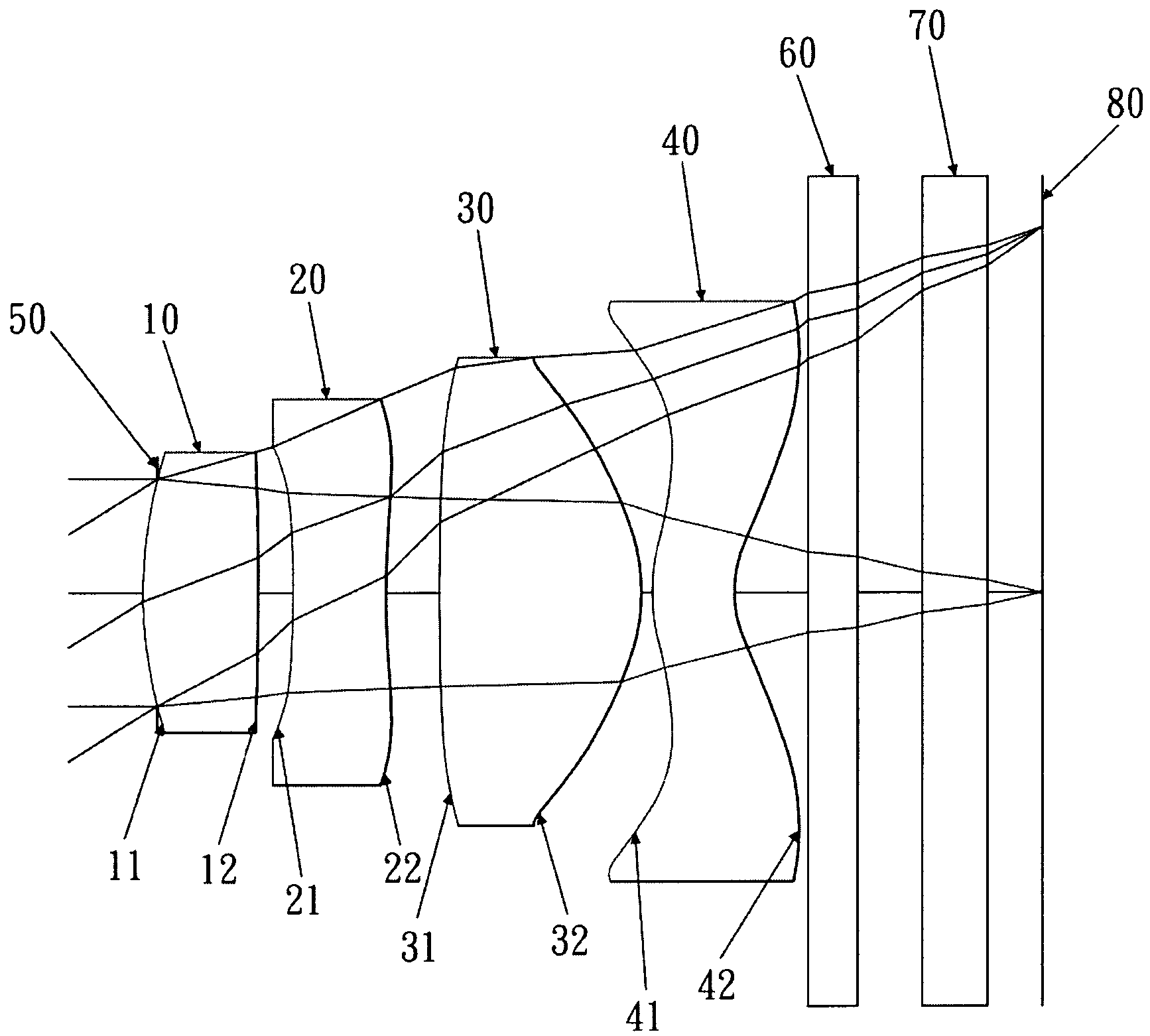 Optical lens system for taking image