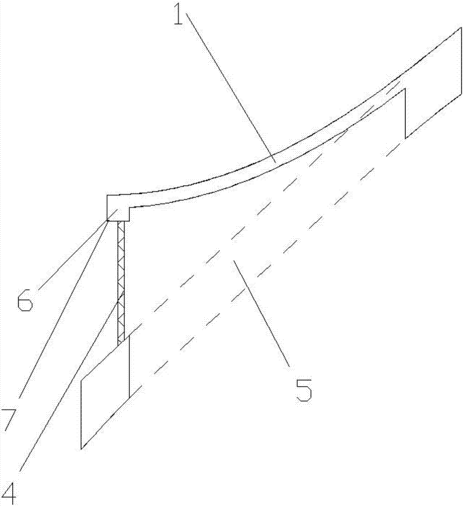 Curved roof protruding window and construction method thereof